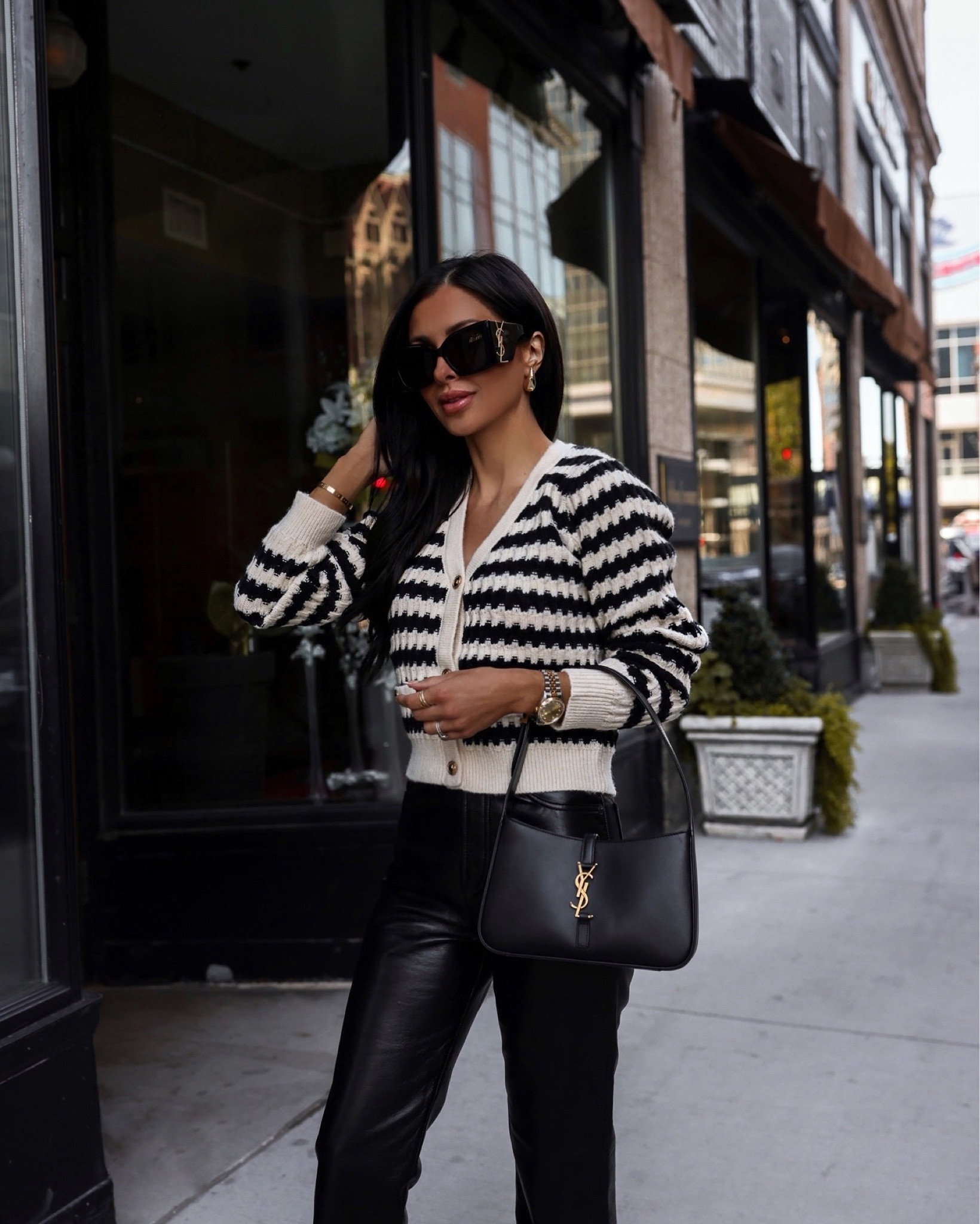 Fall date night outfit ideas / leather pants outfits
Shopbop striped cardigan wearing an XS
Agolde vegan leather pants wearing a 23
Saint Laurent YSL sunglasses



#LTKitbag #LTKstyletip #LTKworkwear