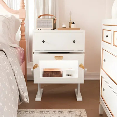 Modern LED End Table With 360° Rotating Drawer, Ample Storage, And Built-In Light Strips, Wood Nightstand For Living Room, Bedroom, Or Nursery | Wayfair North America