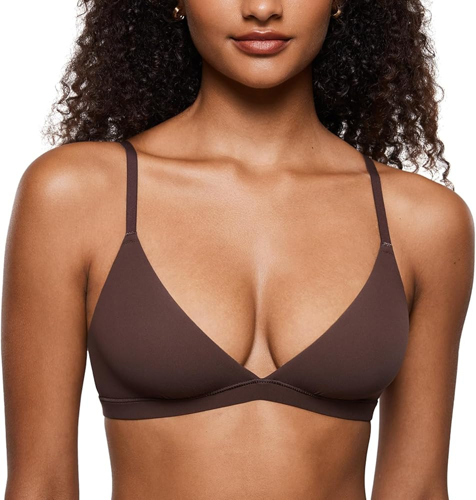 INLYRIC Women's Inbarely Triangle Bralette Plunge Unlined Seamless Bra No Underwire Sexy Comforta... | Amazon (US)
