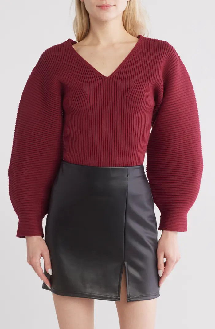 Balloon Sleeve Rib Knit Sweater | Nordstrom Rack