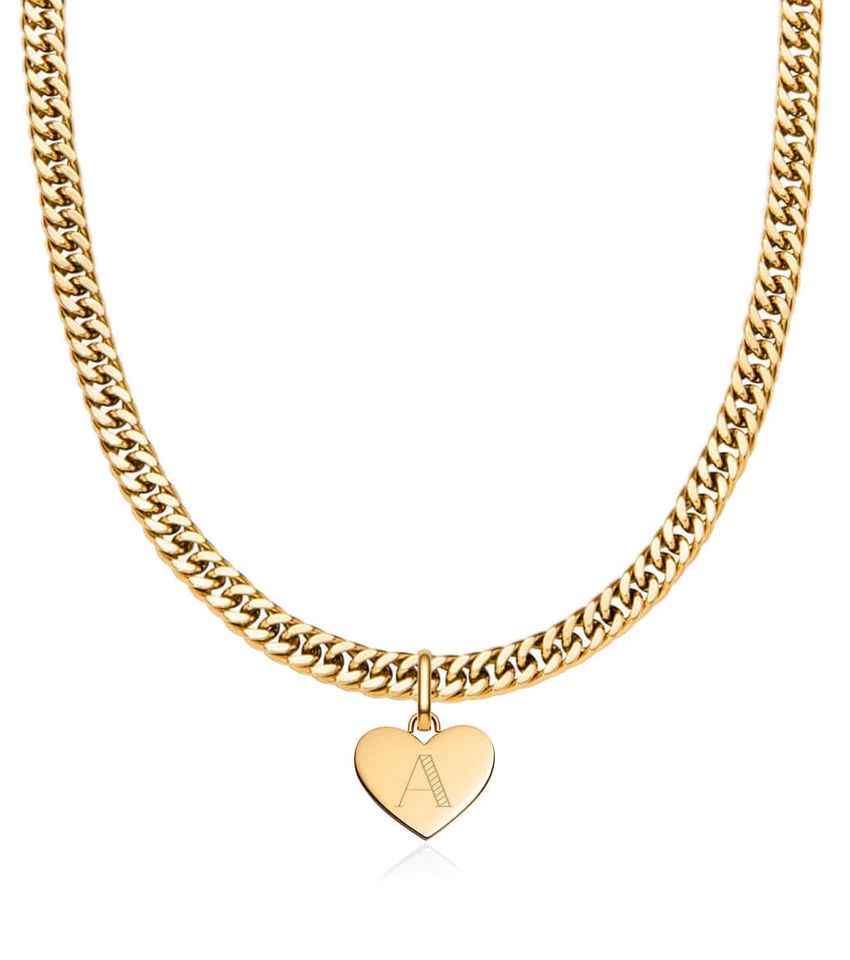 Heart Curb Chain Necklace (Gold) | Abbott Lyon