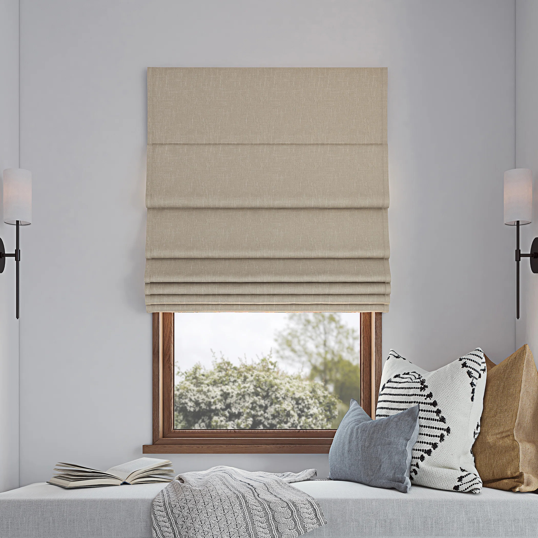 Pryer Textured 100% Blackout Cordless Roman Shade | Wayfair North America