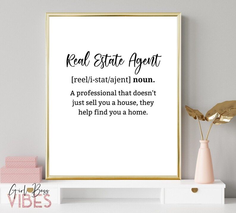 Real Estate Agent Gifts, Real Estate Definition Print, Printable Wall Decor, Instant Download | Etsy (US)
