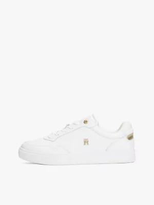 Leather TH Monogram Plaque Court Trainers | Tommy Hilfiger UK