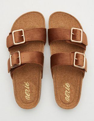 Aerie Velour Double Strap Slides | Aerie