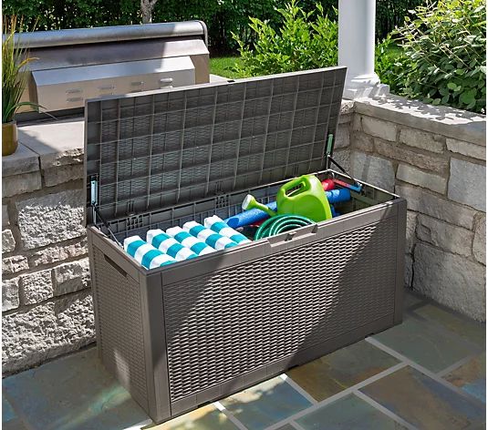 Honey-Can-Do Large Outdoor Storage Deck Box, 100 Gallon - QVC.com | QVC