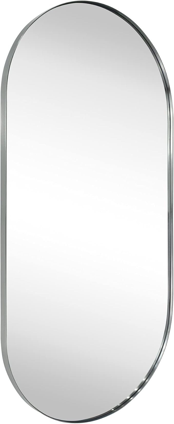 TEHOME Brushed Nickel Oval Bathroom Mirror 20x40'' Pill Shaped Oblong Vanity Mirror Metal Framed ... | Amazon (US)