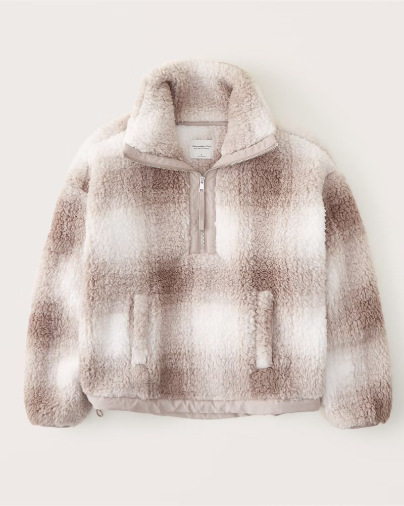 Women's Cinched Cocoon Sherpa Half-Zip | Women's Tops | Abercrombie.com | Abercrombie & Fitch (US)