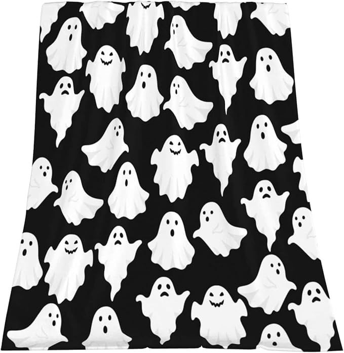 Halloween Throw Blankets Funny Ghost Cute Halloween Spooky Black and White Throw Blanket Lightwei... | Amazon (US)