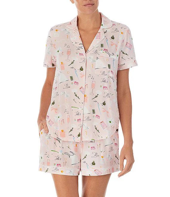With Love Modal Jersey Short Sleeve Notch Collar Shorty Bridal Pajama Set | Dillard's