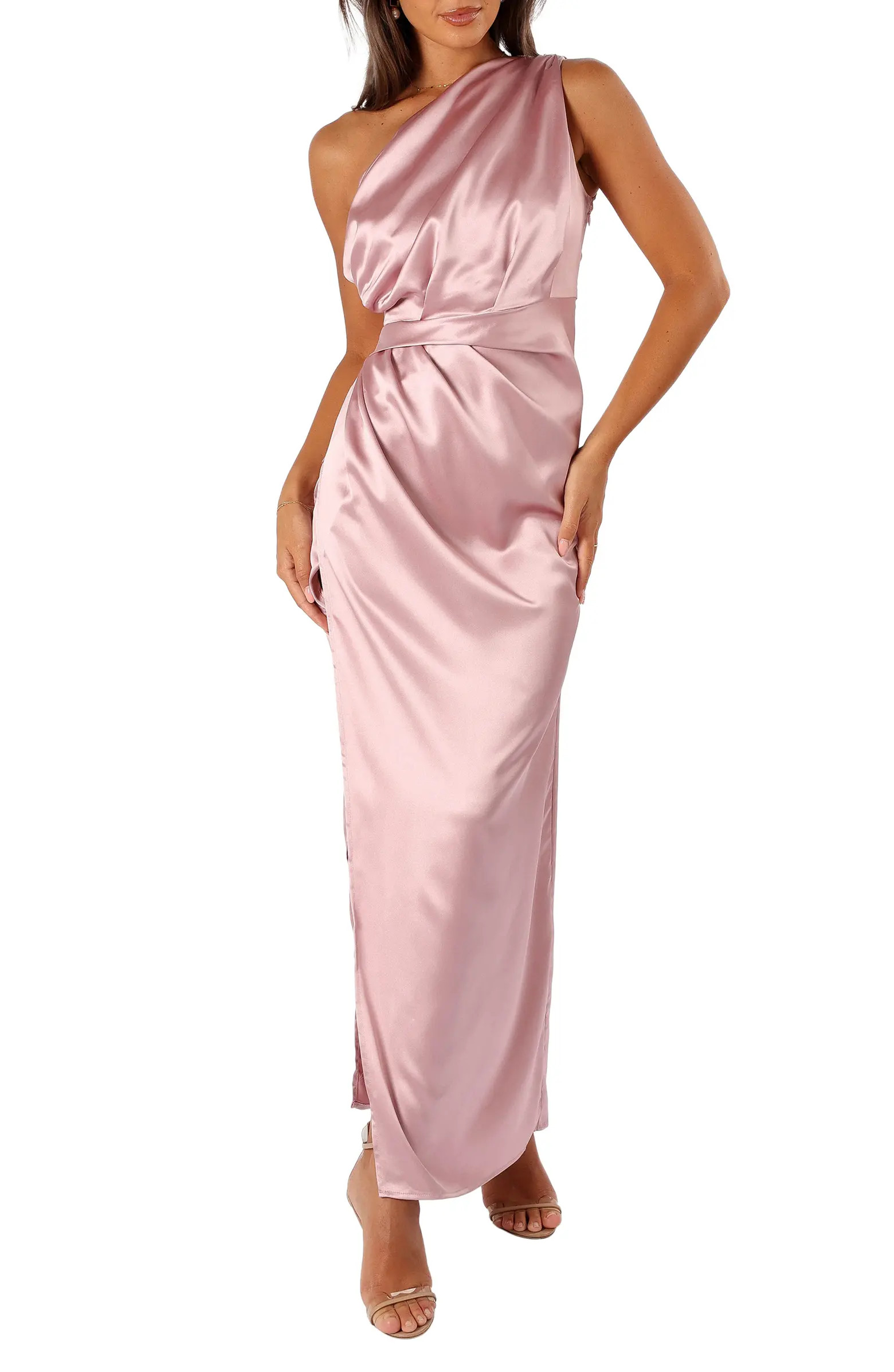 Nadia One-Shoulder Satin Maxi Dress | Nordstrom