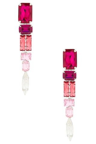 AREA Ombre Crystal Drop Earrings in Pink | FWRD 