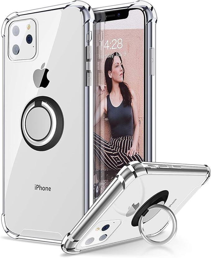 ANSIWEE iPhone 11 Pro Max Case with Phone Ring Holder, Colorful and Clear Hard Back Shock Drop Pr... | Amazon (US)