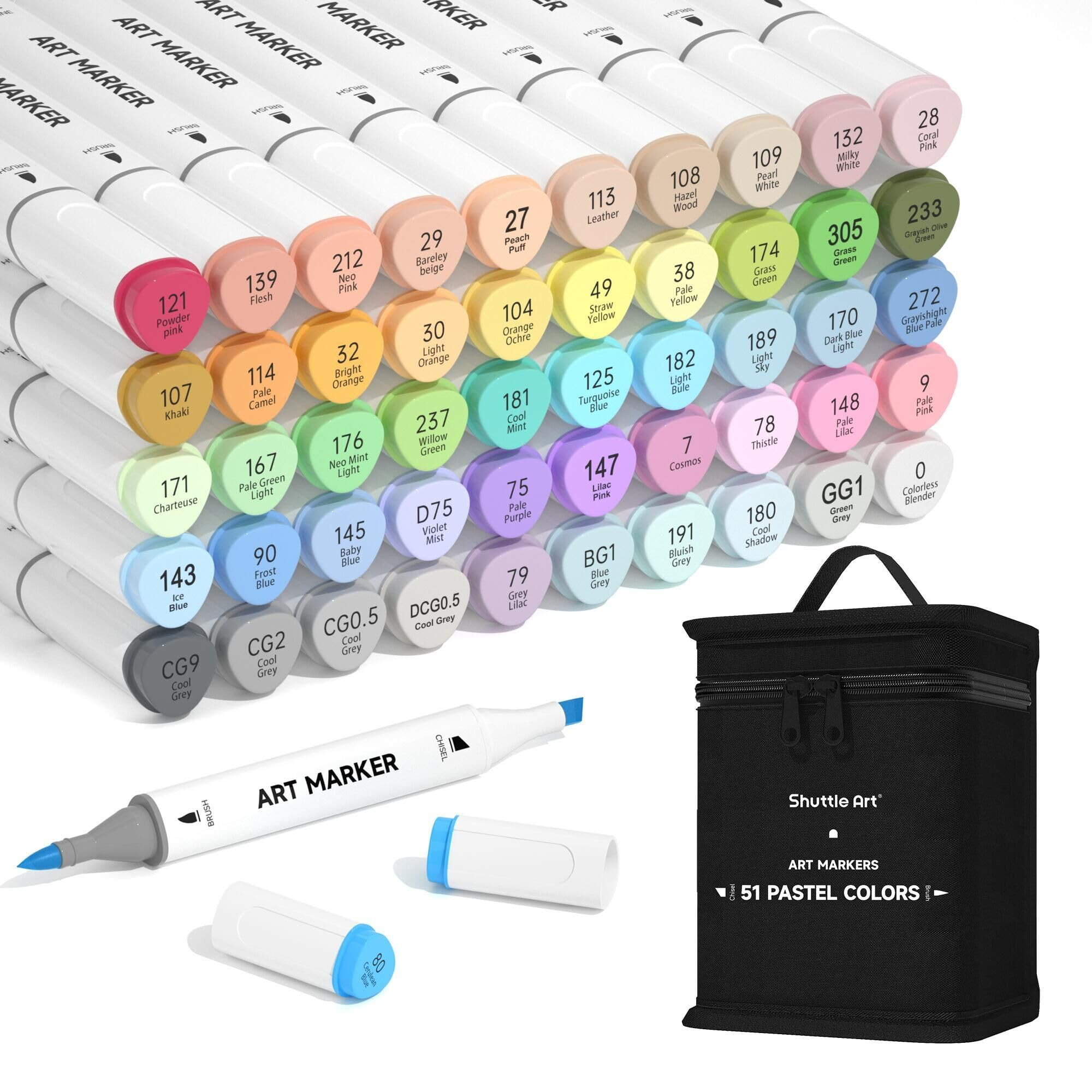 Shuttle Art Pastel Alcohol Markers Brush tip, Dual Tip Brush & Chisel Tip Art Marker Set, 50 Colo... | Amazon (US)