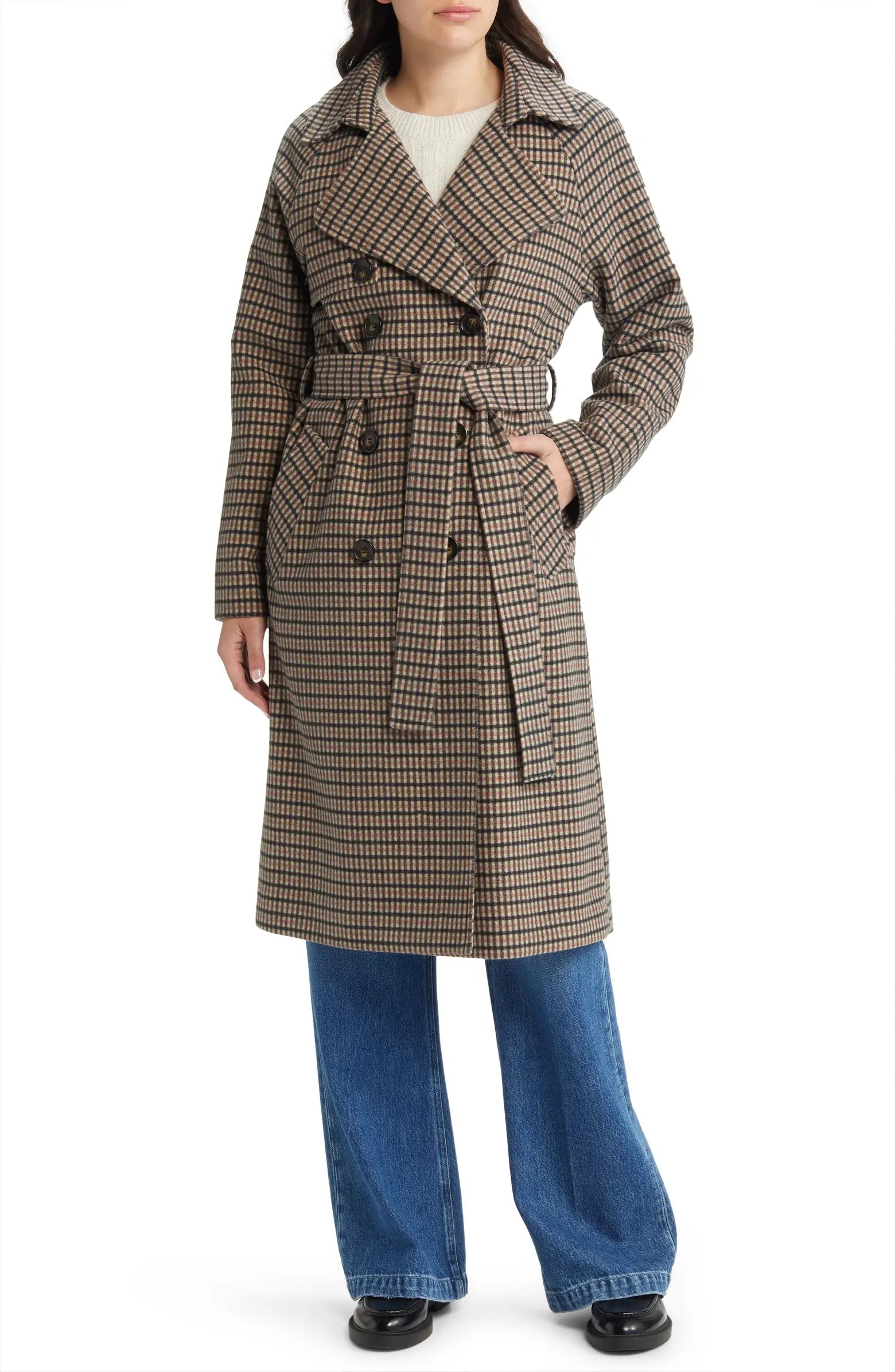 Plaid Wool Blend Trench Coat | Nordstrom