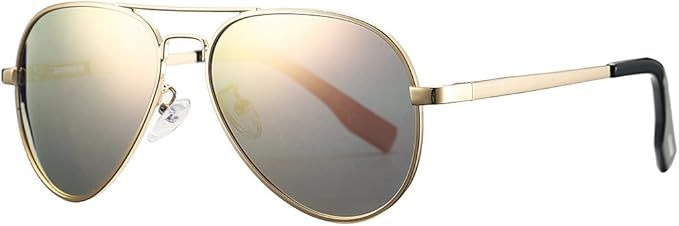 Polarized Aviator Sunglasses for Juniors Small Face Women Men Vintage UV400 Protection Shades | Amazon (US)