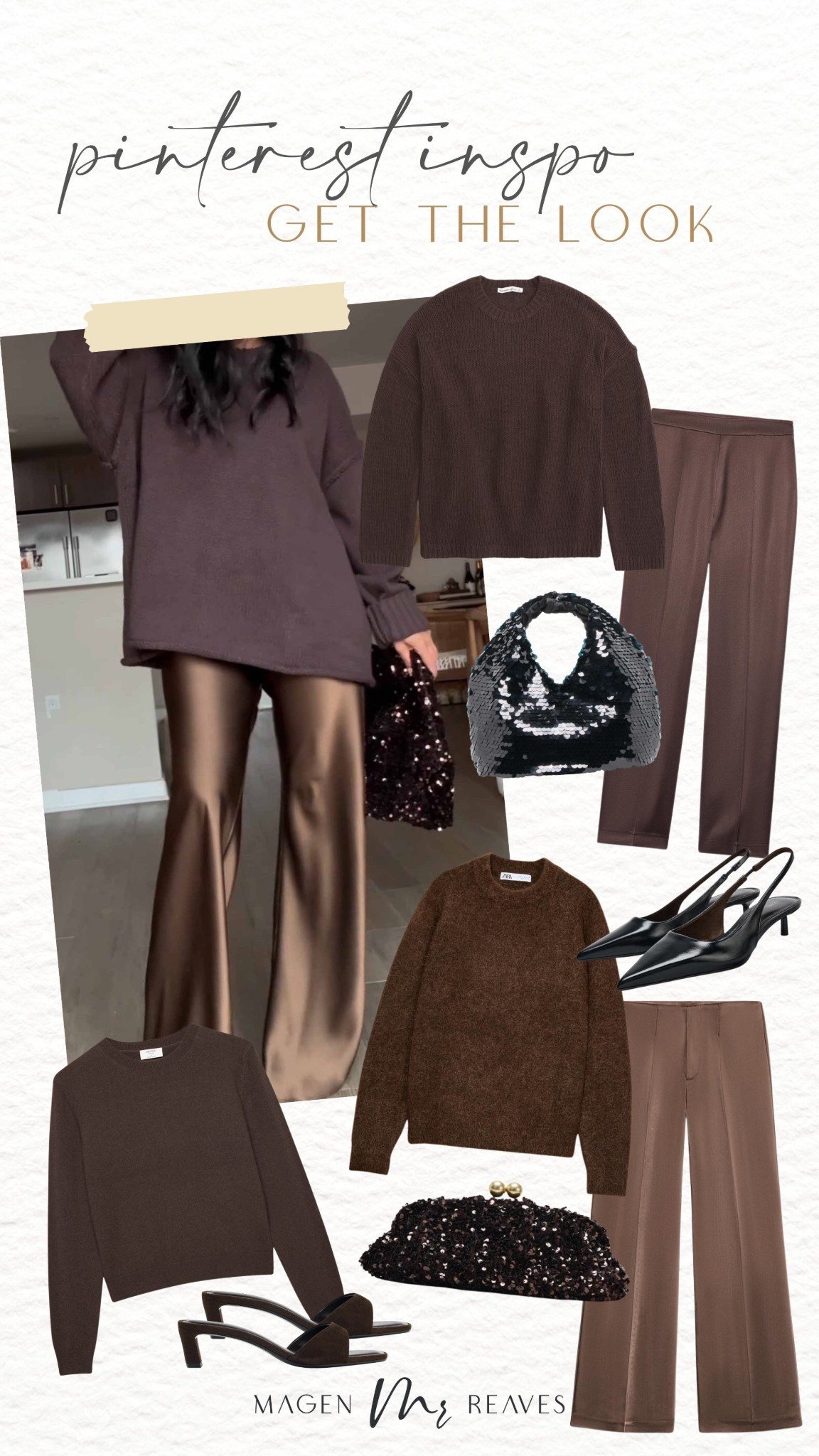 Pinterest outfit inspo!

brown outfit, monochrome outfit, satin pants, brown pants, sweater outfit, brown sweater, fall fashion, petite style, sequin purse

#LTKSeasonal #LTKStyleTip #LTKPetite