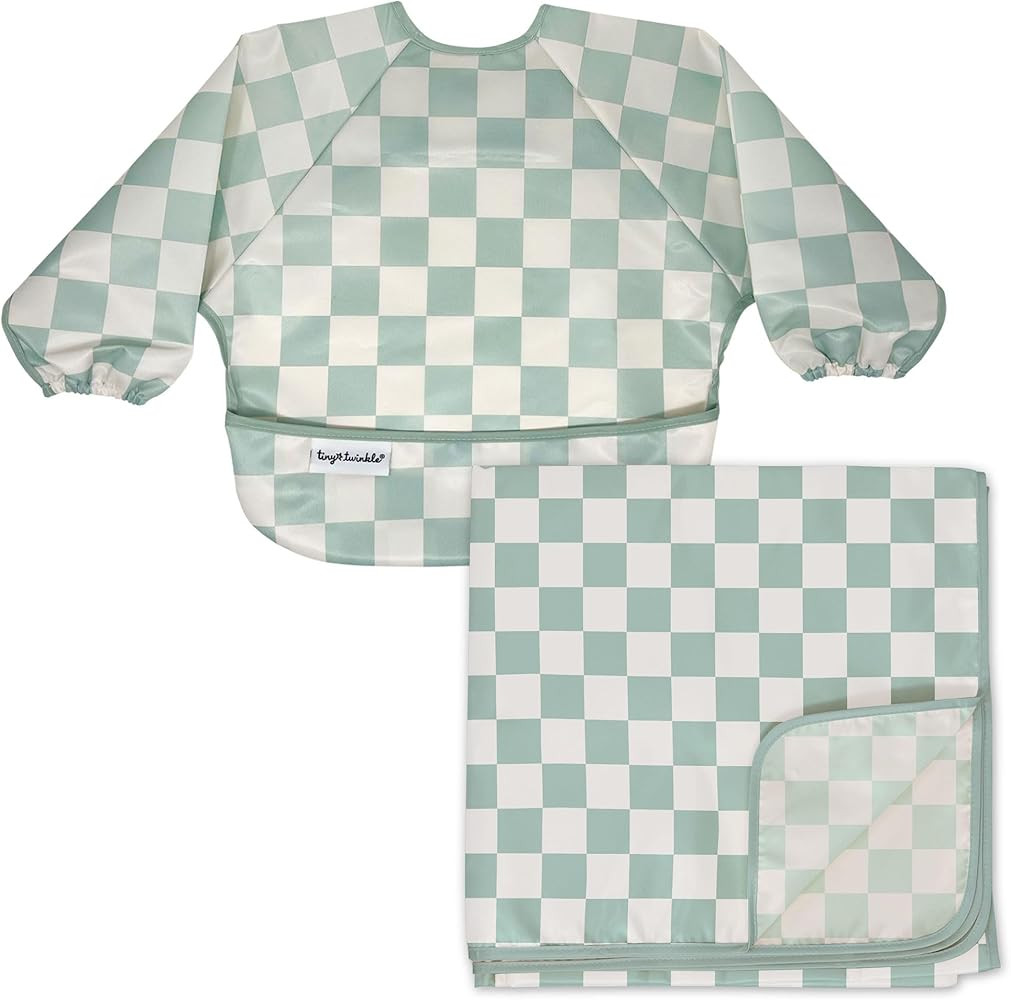 Tiny Twinkle Mess-proof Splat Mat and Full Sleeve Bib, machine washable, babies and toddlers 6-24... | Amazon (US)