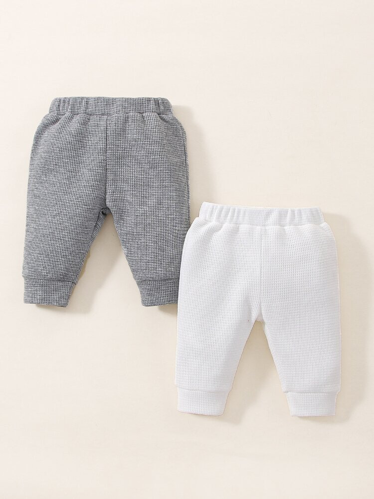 Newborn Baby 2pcs Waffle Knit Pants | SHEIN