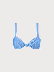 Blue Textured Striped Knot Bikini Top & Reviews - Blue - Sustainable Bikinis | BERLOOK | BERLOOK