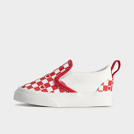 Vans Kids Toddler Classic Slip-On V Casual Shoes in Red Hot Valentines Red/White Size: 10.0 | Finish Line (US)