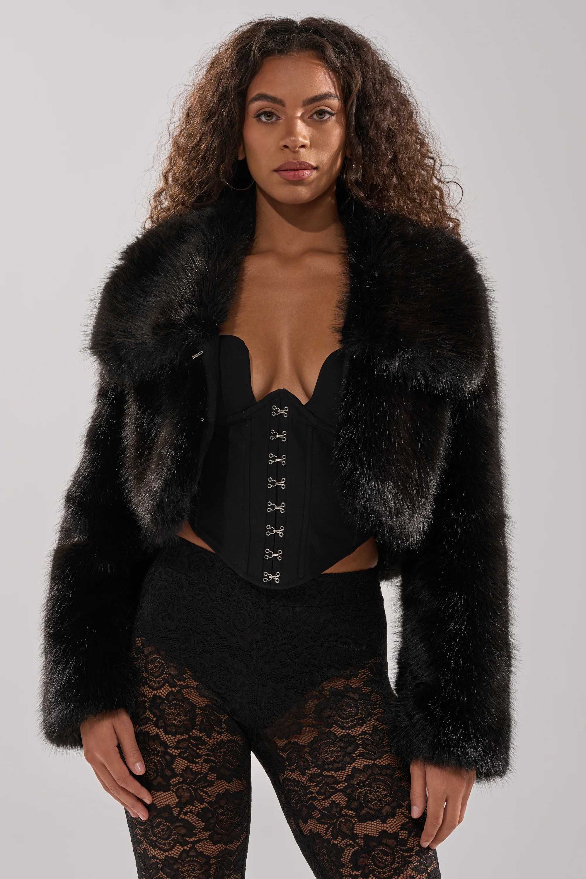AKIRA Cadence Faux Fur | Black | Size Small | AKIRA