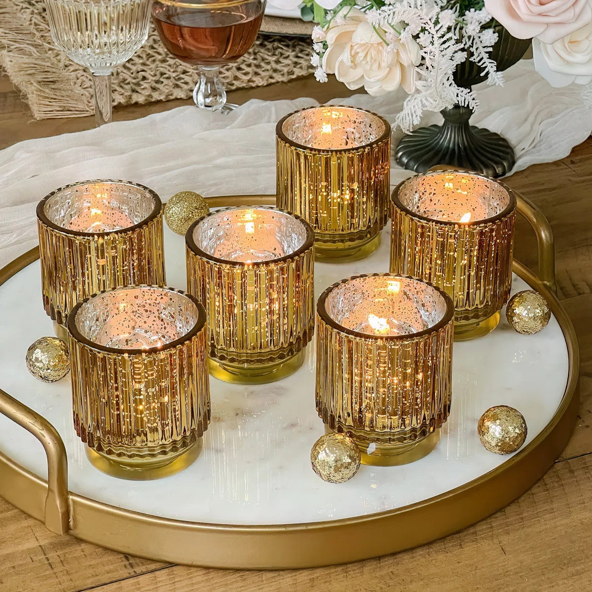 3'' H Glass Tabletop Votive Holder (Set of 6) | Wayfair North America