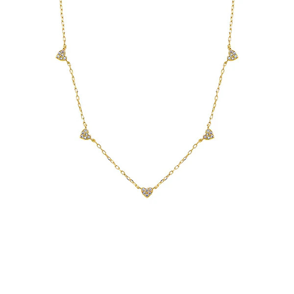 Pave Five Heart Charm Necklace | Adina Eden