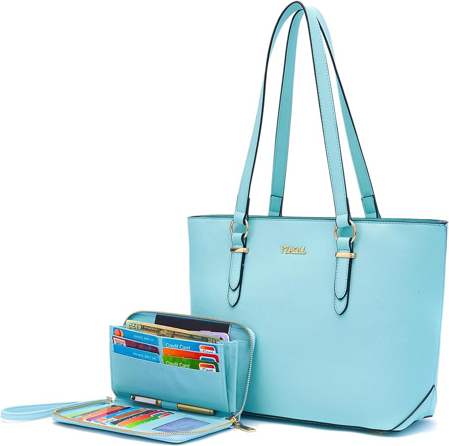 YZAOLL Purses for Women Faux Leather Medium Large Tote Satchel Shoulder Purse Handbag Wallet set | Amazon (US)