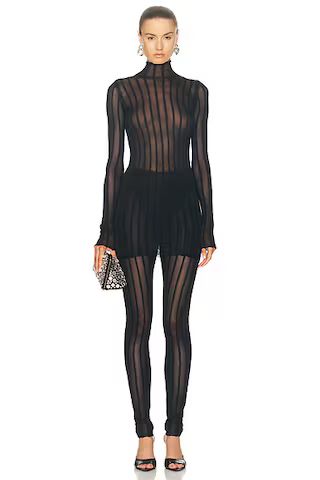 THE ATTICO Sheer Mini Dress in Black | FWRD | FWRD 