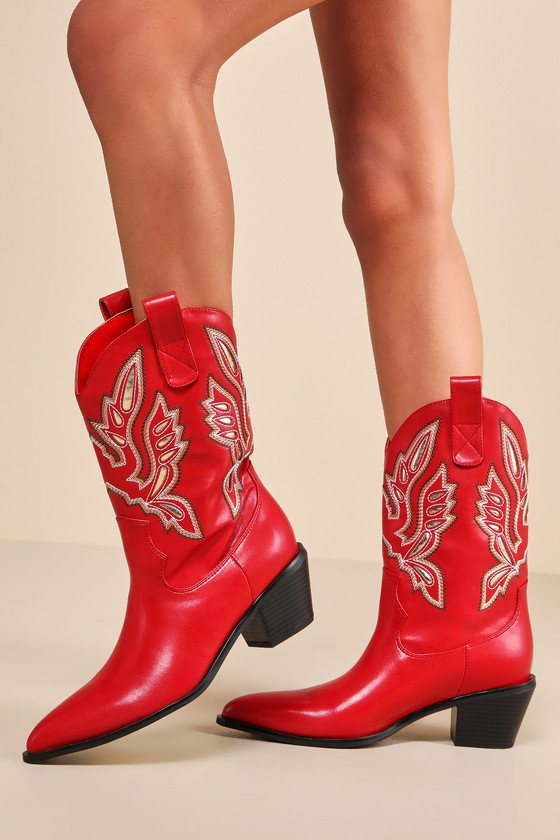 Remmington Red Pointed-Toe Western Ankle Boots | Lulus