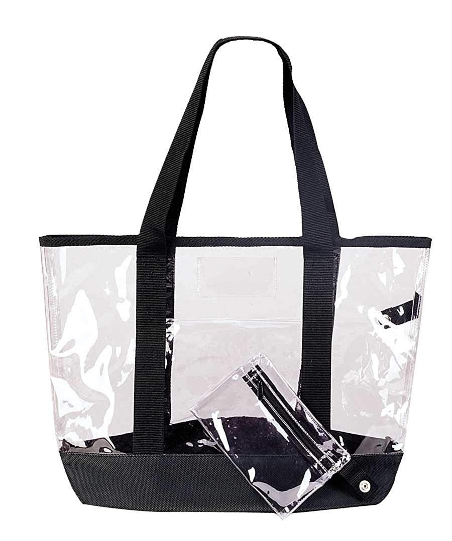 20" Large Clear Tote Bag and Coin/ID Zipper Purse Small Center Pocket Pouch (Clear) - Walmart.com | Walmart (US)