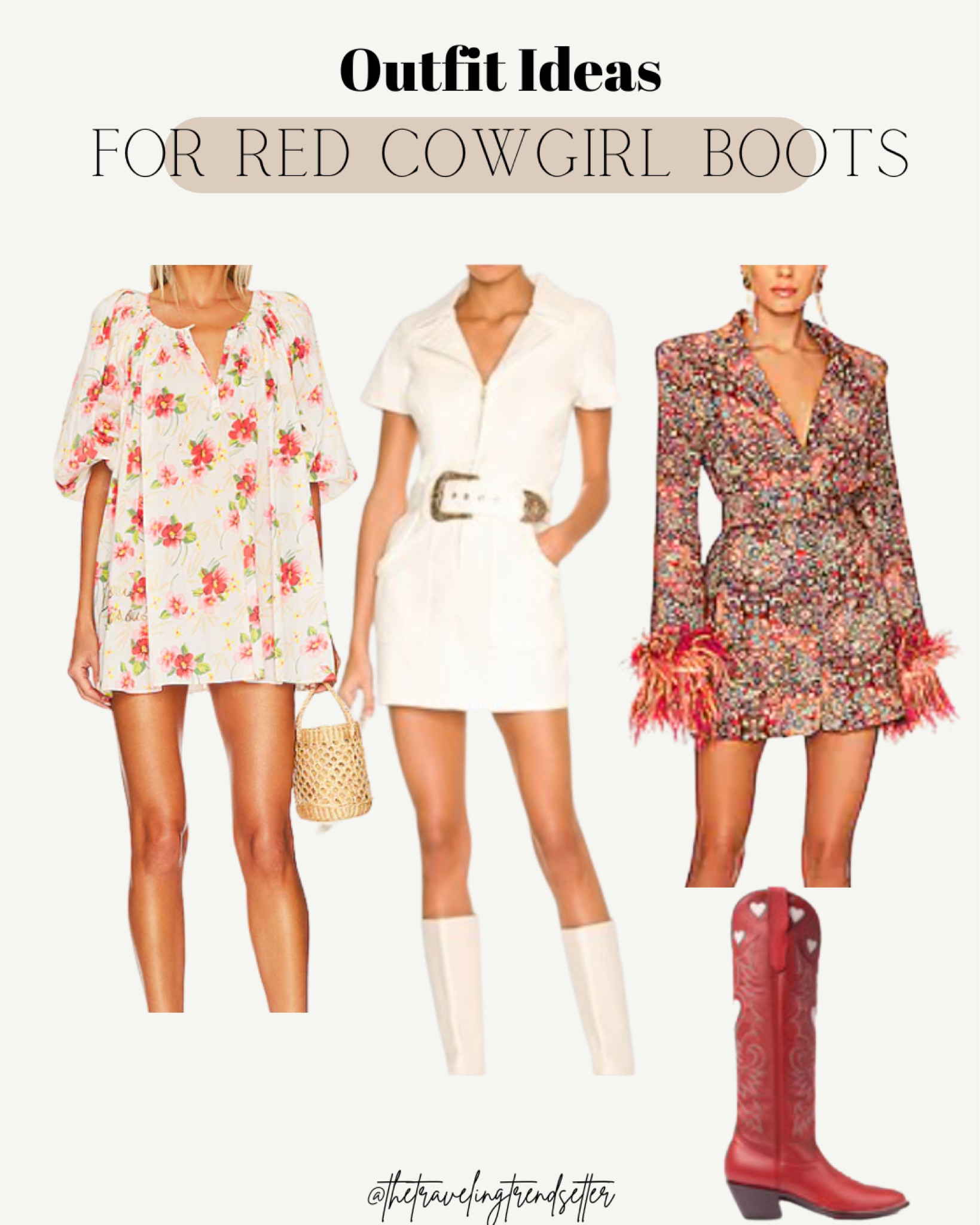 Outfits for red cowboy boots for rodeo - country concert - festival season - dress - romper - spring outfit - travel 

#LTKunder100 #LTKstyletip #LTKshoecrush