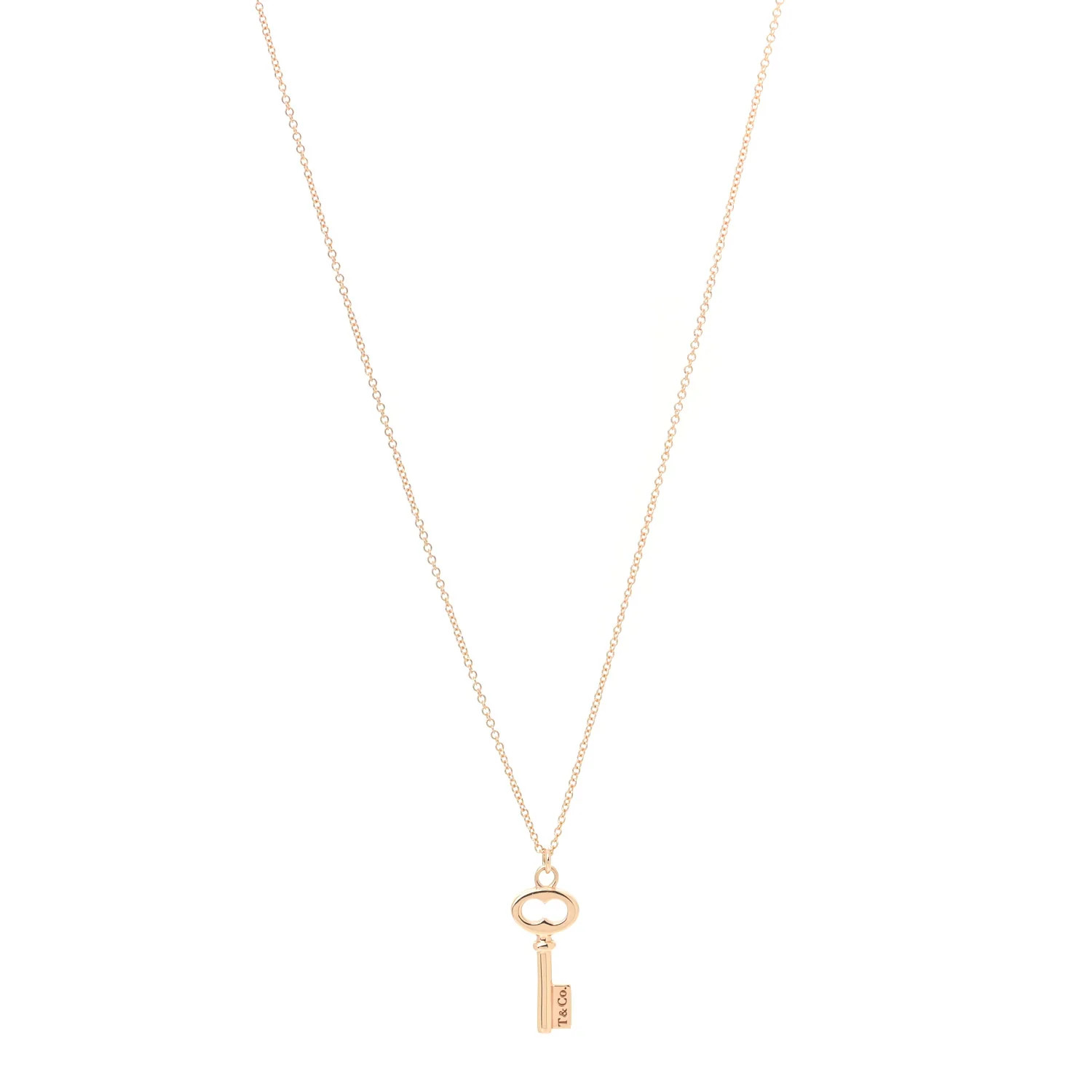 18K Rose Gold Mini Key Pendant Necklace | FASHIONPHILE (US)