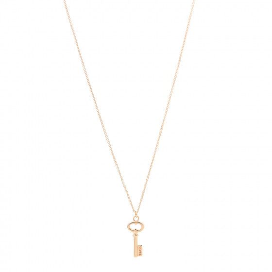 18K Rose Gold Mini Key Pendant Necklace | FASHIONPHILE (US)