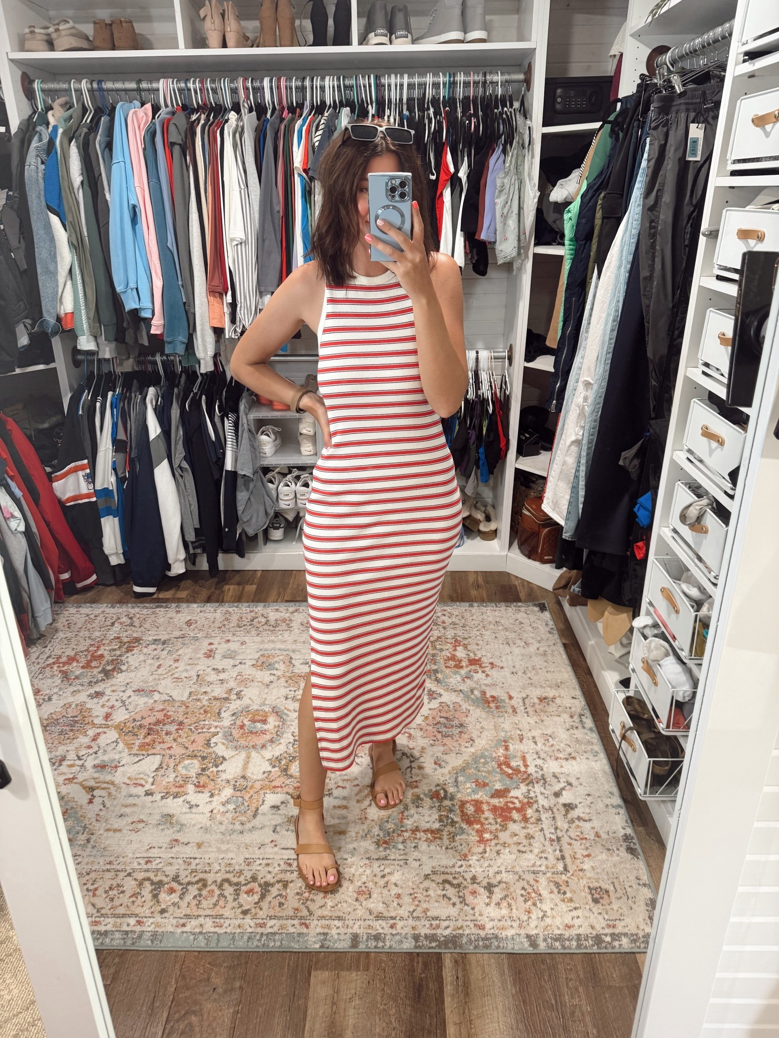 This dress would be so cute for Fourth of July! Wearing a size medium!