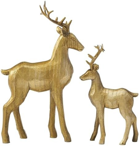 DN DECONATION Reindeer Christmas Decorations – 2 PCS Gold Xmas Deer Decor Figurines – Tableto... | Amazon (US)