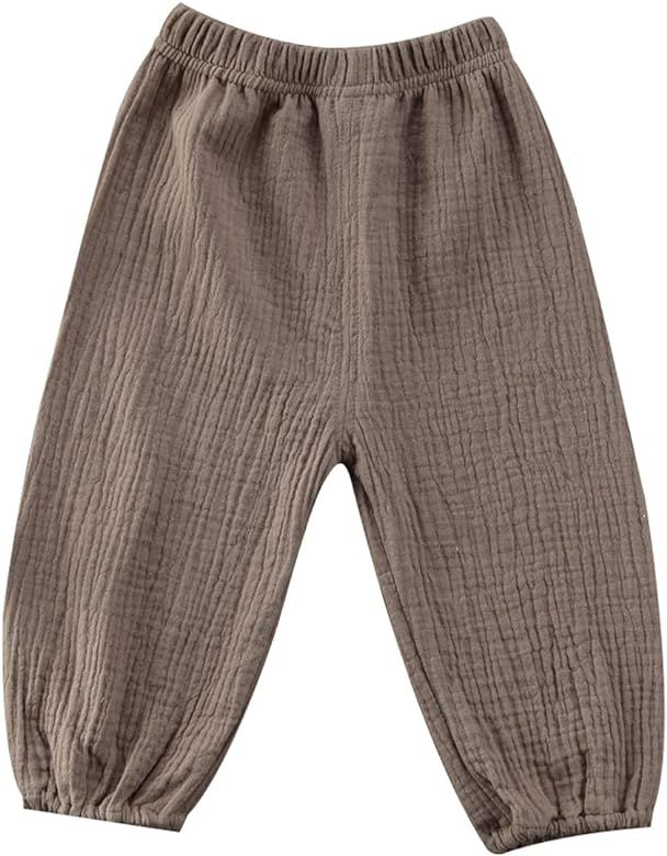 BULINGNA Toddler Kids Baby Boy Girl Cotton Linen Elastic Basic Harem Long Pants Bloomers Casual J... | Amazon (US)