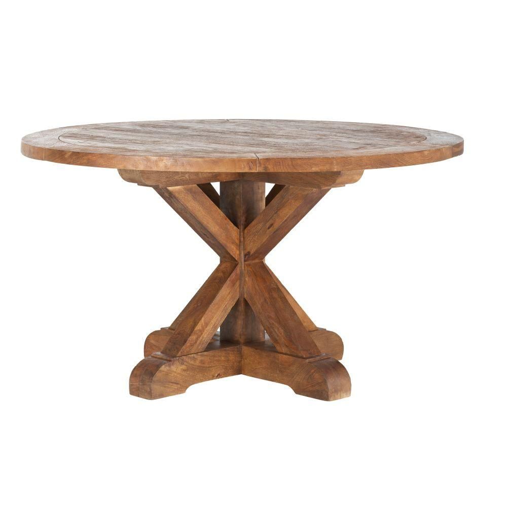 Home Decorators Collection Cane Bark Round Dining Table, Brown | The Home Depot