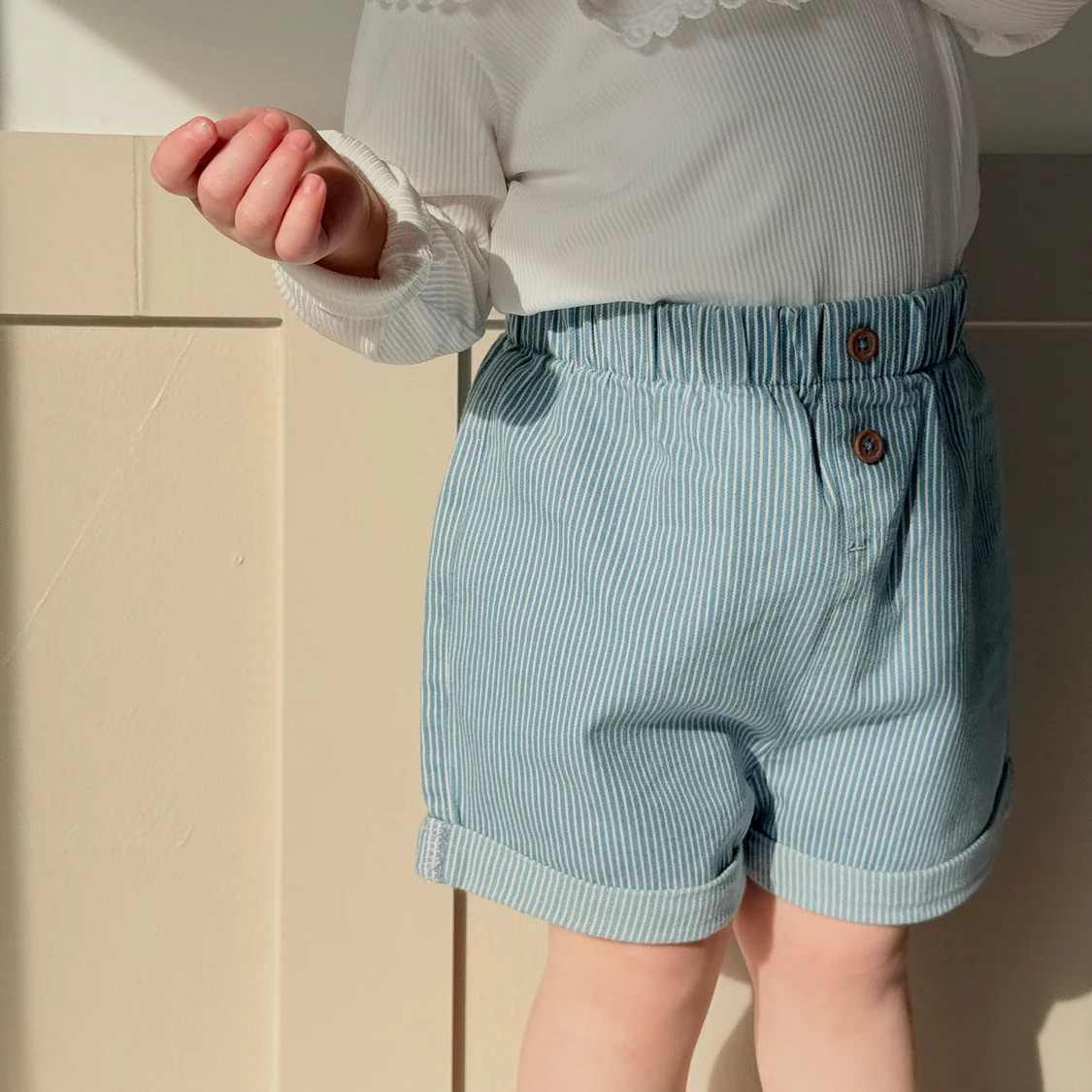 Striped Soft Denim Shorts | Baby Mori (US)