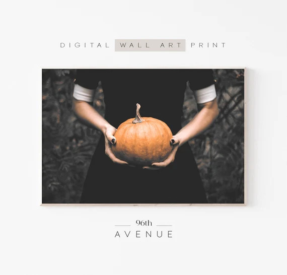 Halloween Printable Wall Art  Orange Pumpkin Print  Witch - Etsy | Etsy (US)