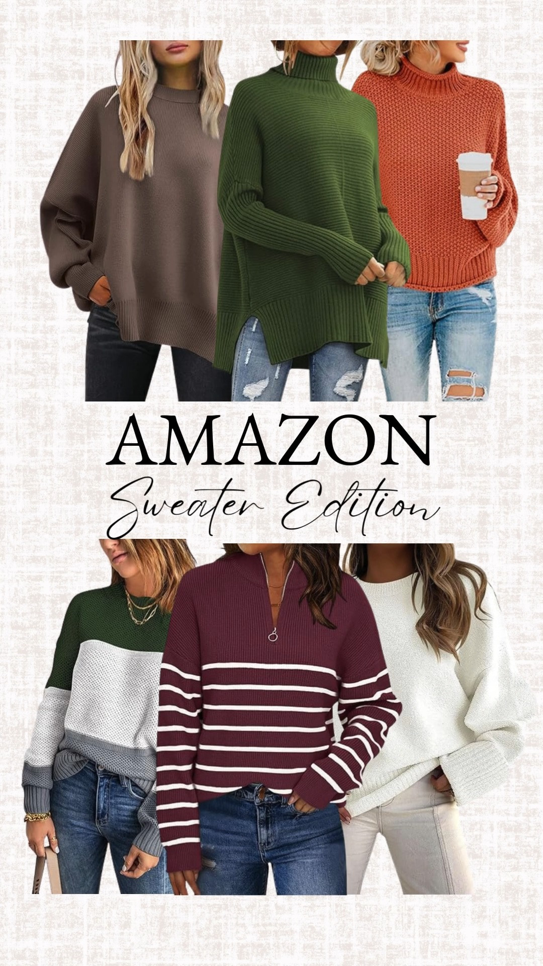 Cozy, chic, and budget-friendly. These Amazon sweaters are the ultimate fall wardrobe staples. Which one is your favorite? 

 #LTKHoliday #LTKSeasonal #LTKBeauty