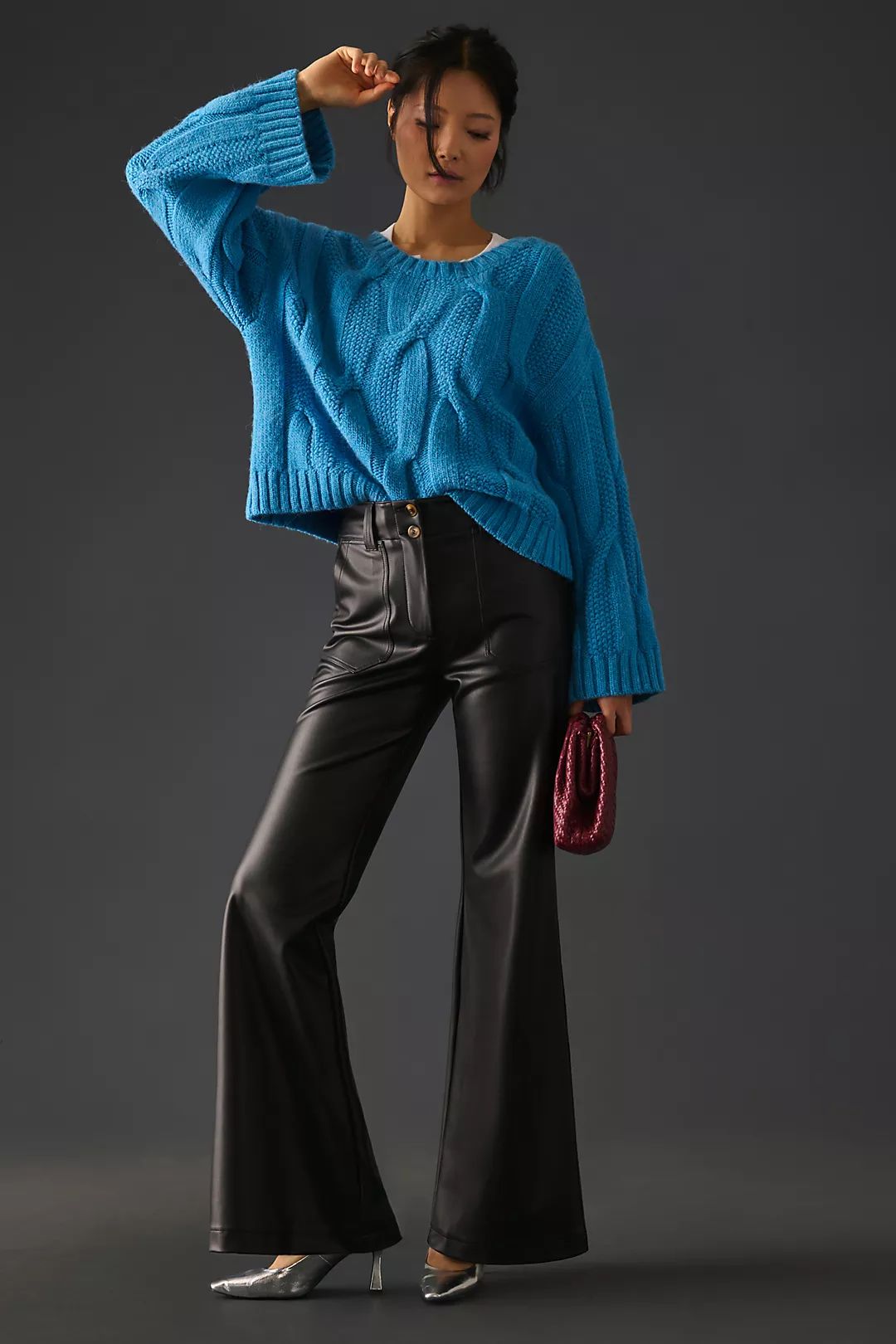 The Naomi Wide-Leg Flare Pants by Maeve: Faux Leather Edition | Anthropologie (US)
