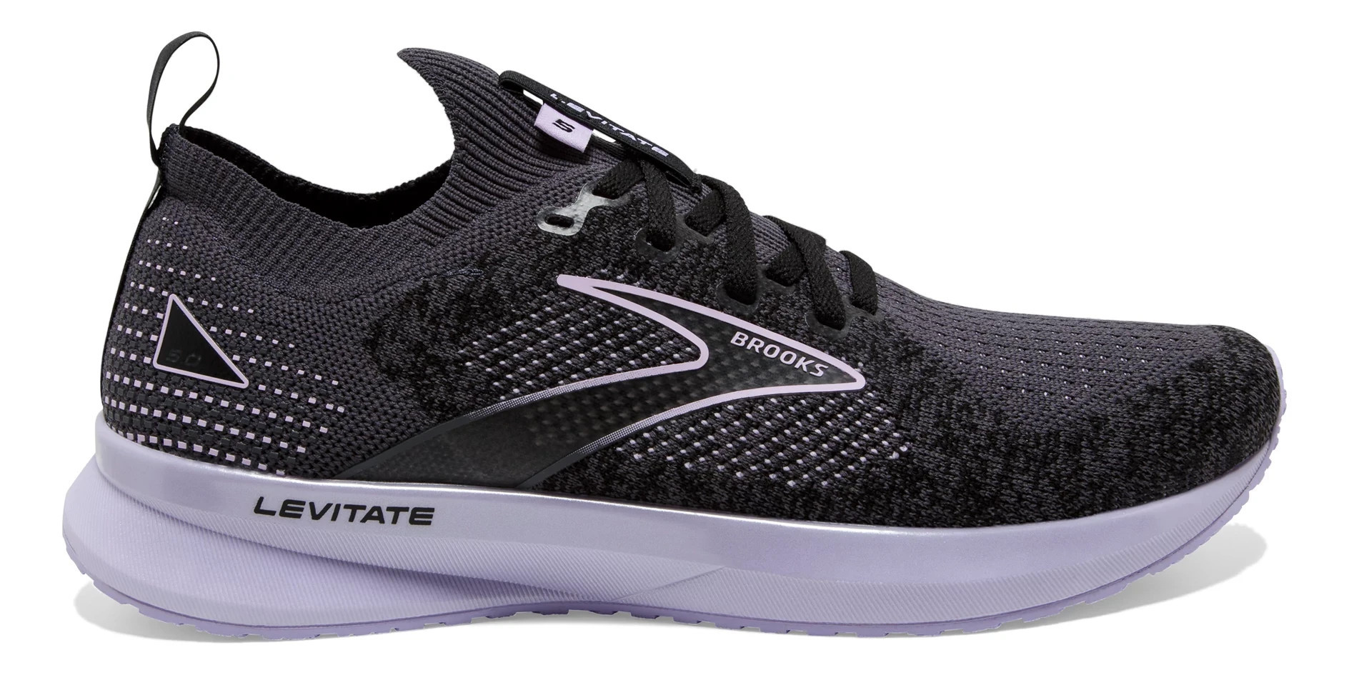 Women's Brooks Levitate Stealthfit 5 - Black / Lilac, Size: 6, Medium | Footwear - Road Runner Sports | Road Runner Sports