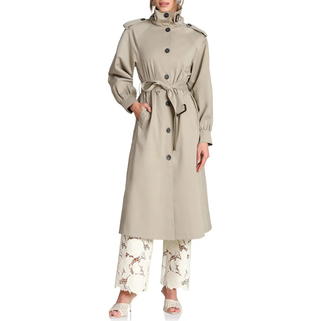 Avec Les Filles Funnel Neck Trench Coat in Sage at Nordstrom, Size Small | Nordstrom