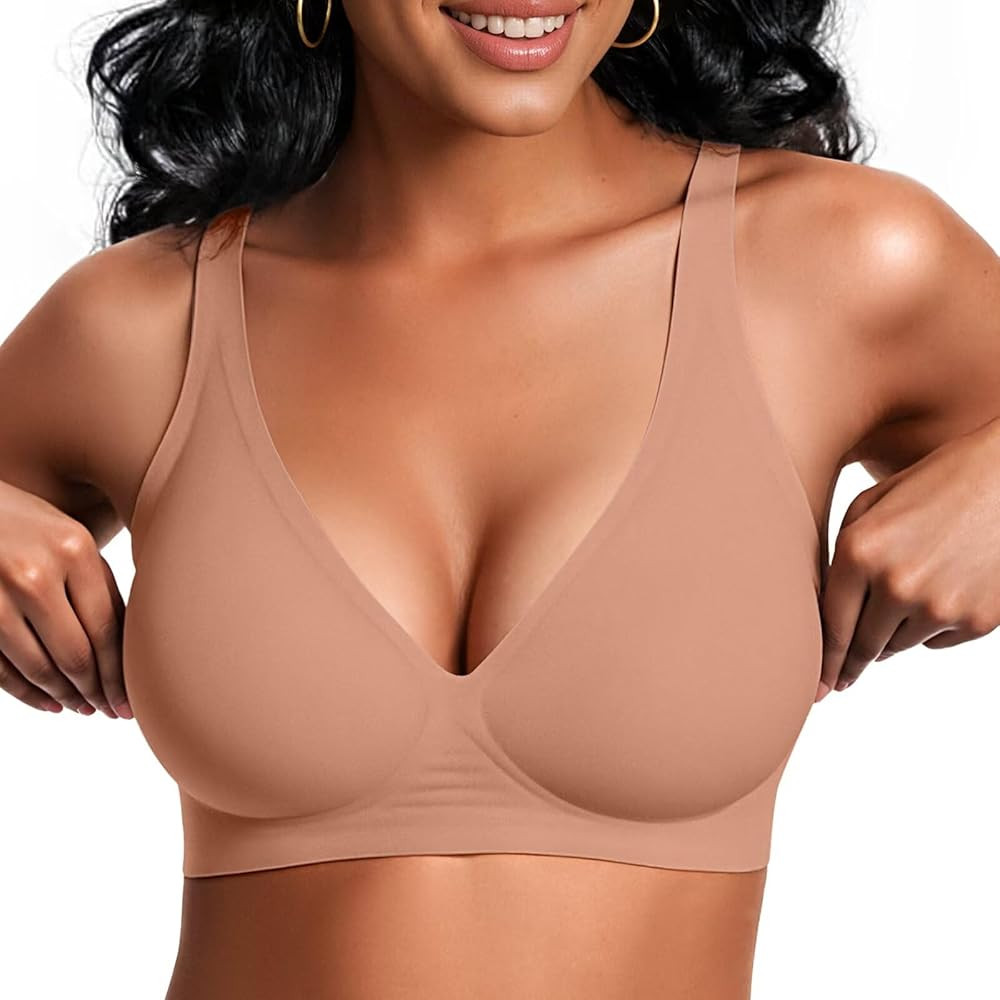 Vertvie Jelly Wireless Bras for Women Push Up Plunge Seamless T-Shirt Bras No Underwire Supportiv... | Amazon (US)