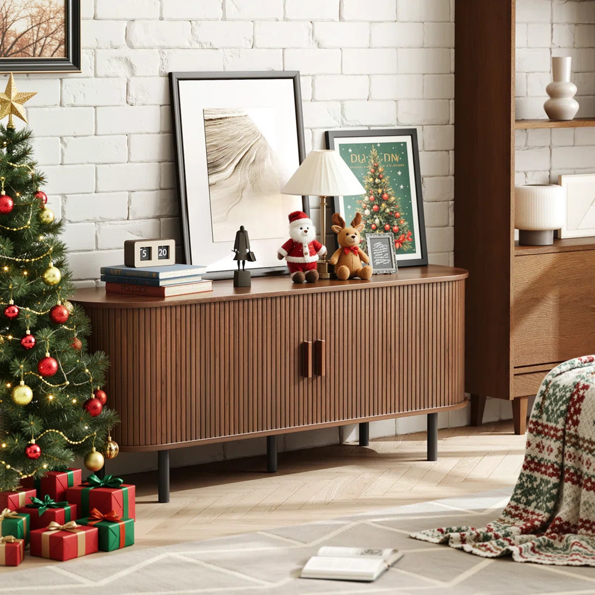 Jalonda Modern Wood TV Stand with Storage and Shelves | Wayfair North America