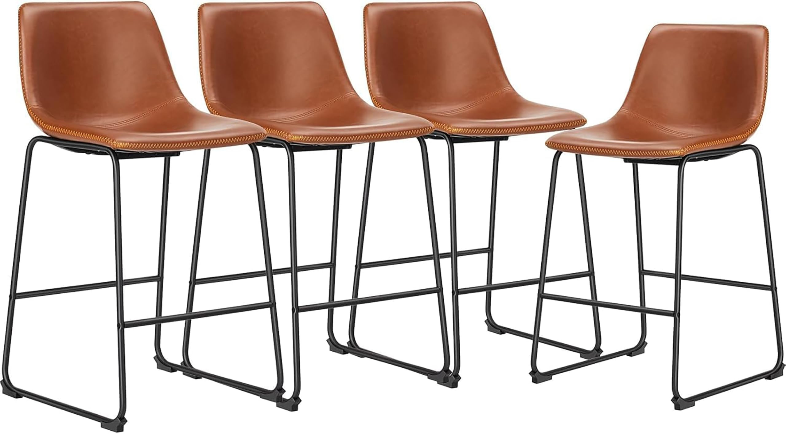 DUMOS 26 Inch Counter Height Bar Stools Set of 4, Modern Faux Leather High Barstools with Back an... | Amazon (US)