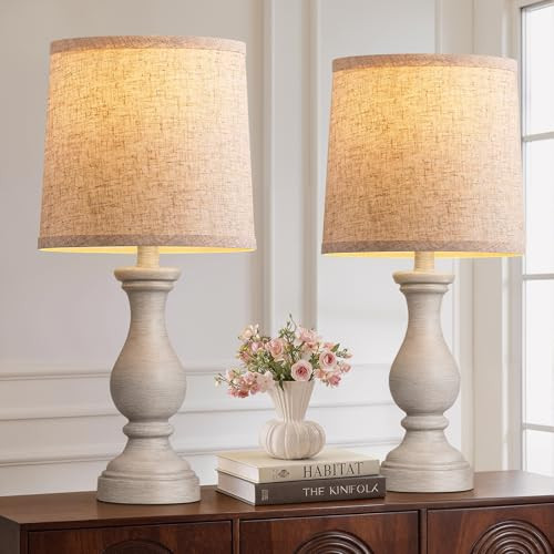 Seealle Farmhouse Table Lamps Set of 2 - Rustic Bedroom Lamps for Living Room, 22" Boho Bedside L... | Amazon (US)