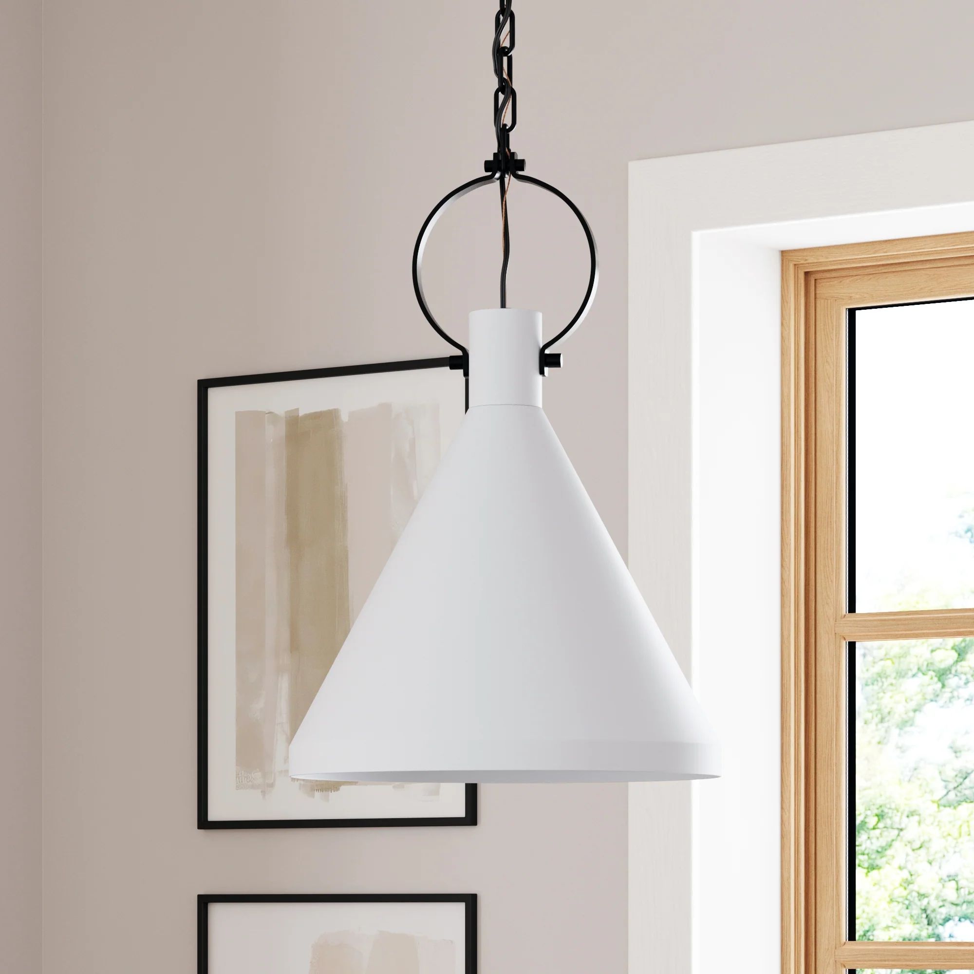 Metal Hanging Ceiling Pendant Light White | Nathan James